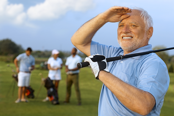 Man looking to course